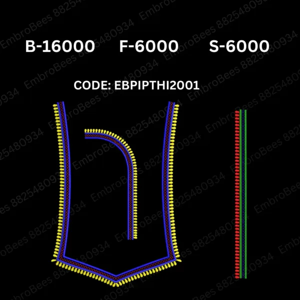 Piping Blouse Embroidery Design DST File - EBPIPTHI2001