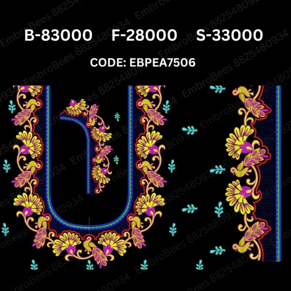 Peacock Blouse Embroidery Design DST File - EBPEA7506