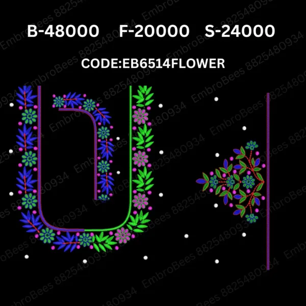 Floral Blouse Embroidery Design DST File - EB6514FLOWER