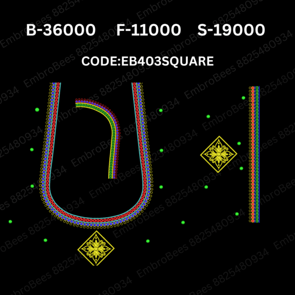 Square Blouse Embroidery Design DST File - EB403SQUARE