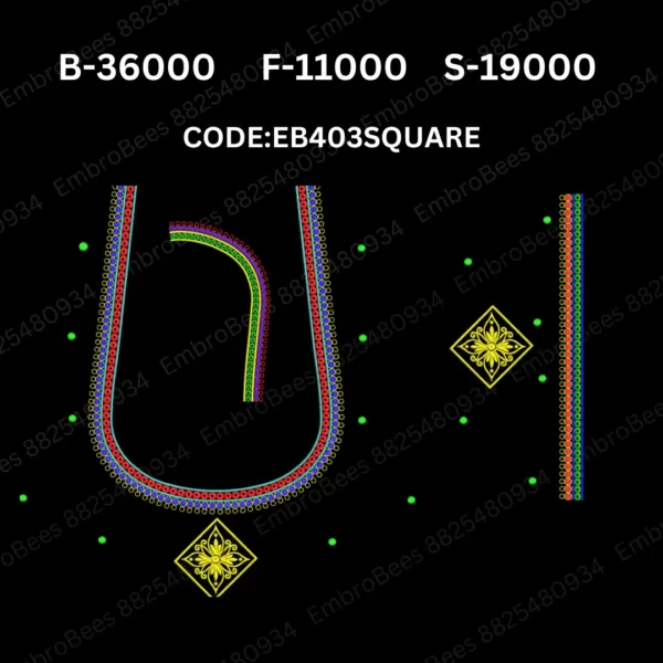 Square Blouse Embroidery Design DST File - EB403SQUARE