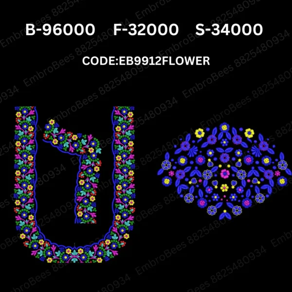 Floral Blouse Embroidery Design DST File - EB9912FLOWER