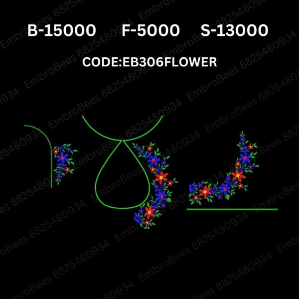 Floral Blouse Embroidery Design DST File - EB306FLOWER