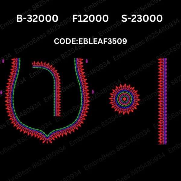 Leaf Blouse Embroidery Design DST File - EBLEAF3509