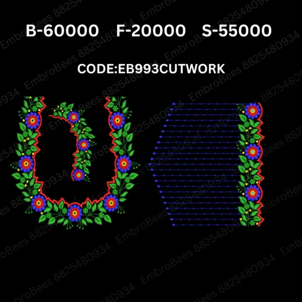 Cutwork Blouse Embroidery Design DST File - EB993CUTWORK