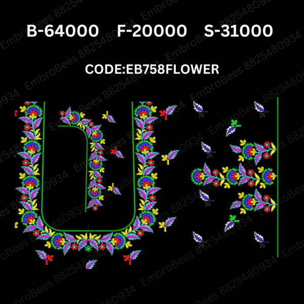 Floral Blouse Embroidery Design DST File - EB758FLOWER