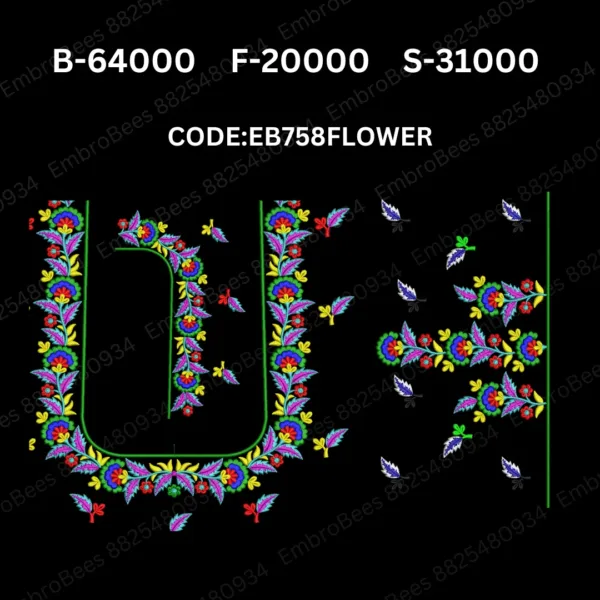 Floral Blouse Embroidery Design DST File - EB758FLOWER