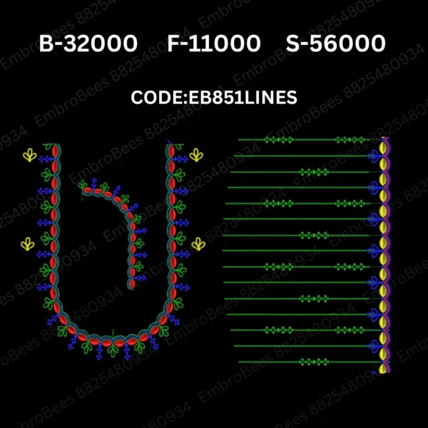 Lines Blouse Embroidery Design DST File - EB851LINES