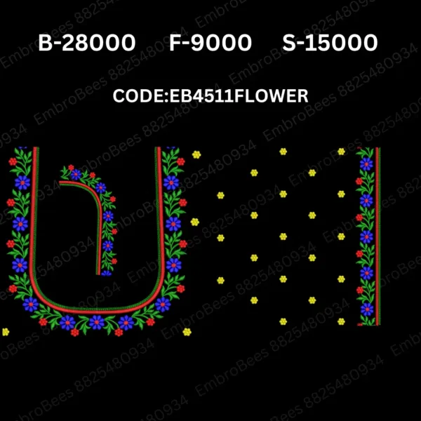 Floral Blouse Embroidery Design DST File - EB4511FLOWER