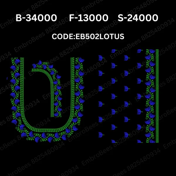 Lotus Blouse Embroidery Design DST File - EB502LOTUS