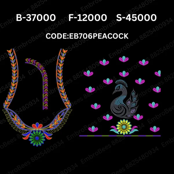 Peacock Blouse Embroidery Design DST File - EB706PEACOCK