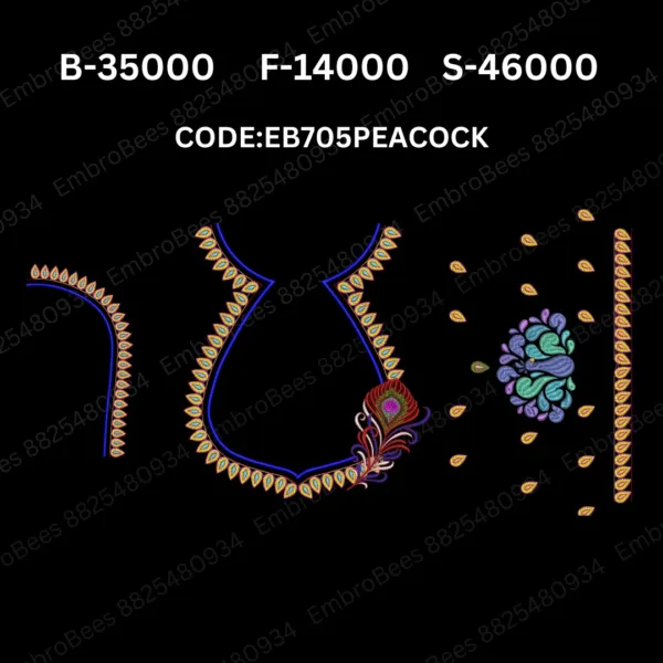 Peacock Blouse Embroidery Design DST File - EB705PEACOCK