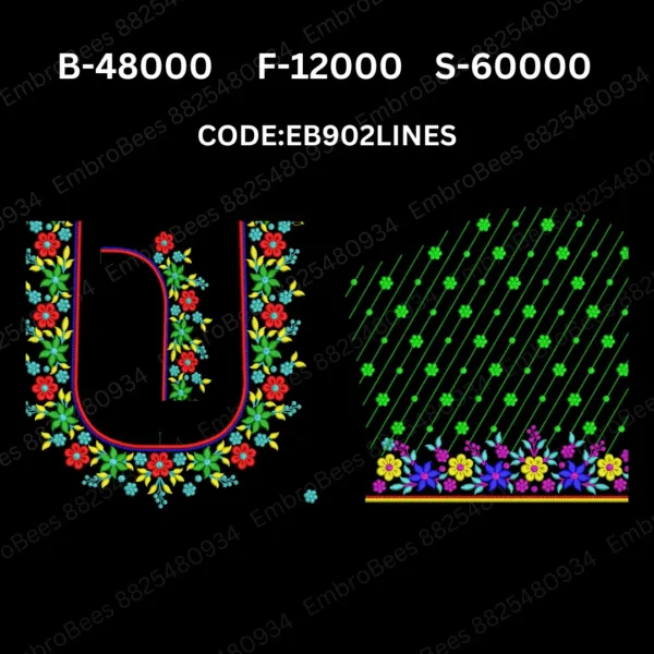 Lines Blouse Embroidery Design DST File - EB902LINES