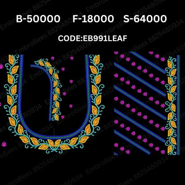 Leaf Blouse Embroidery Design DST File - EB991LEAF