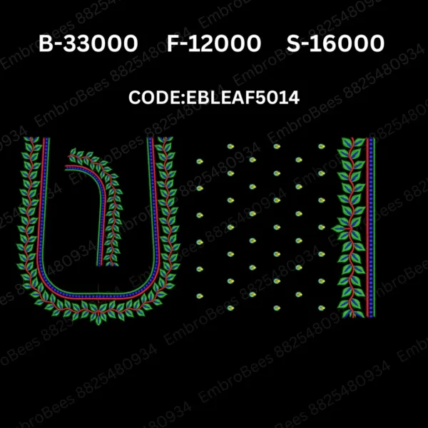 Leaf Blouse Embroidery Design DST File - EBLEAF5014