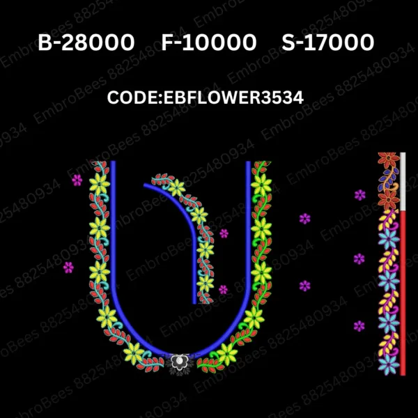 Floral Blouse Embroidery Design DST File - EBFLOWER3534