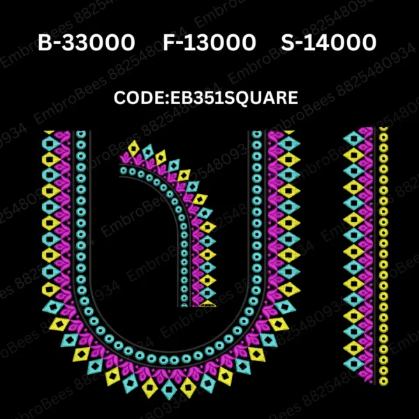 Square Blouse Embroidery Design DST File - EB351SQUARE