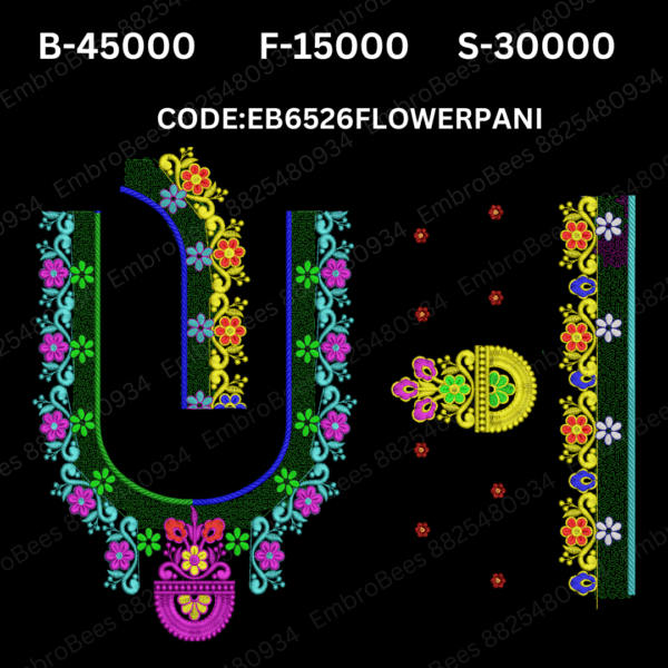 Flower Pani Blouse Embroidery Design DST File - EB6526FLOWERPANI