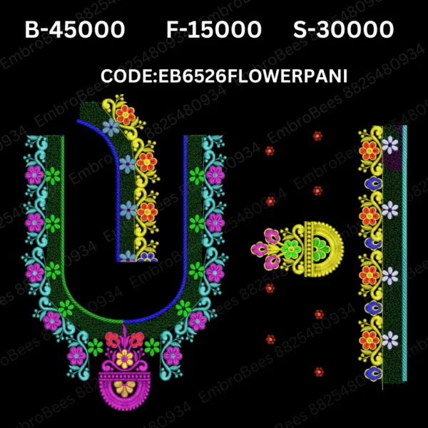 Flower Pani Blouse Embroidery Design DST File - EB6526FLOWERPANI