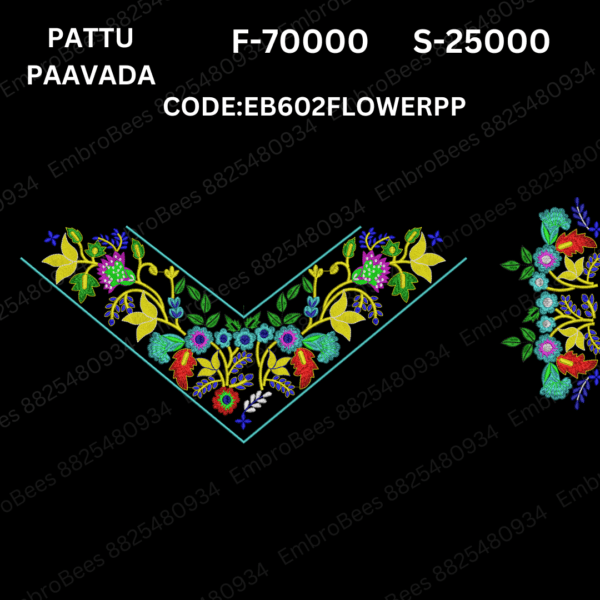 Flower PP Blouse Embroidery Design DST File - EB602FLOWERPP