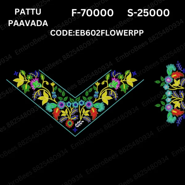 Flower PP Blouse Embroidery Design DST File - EB602FLOWERPP