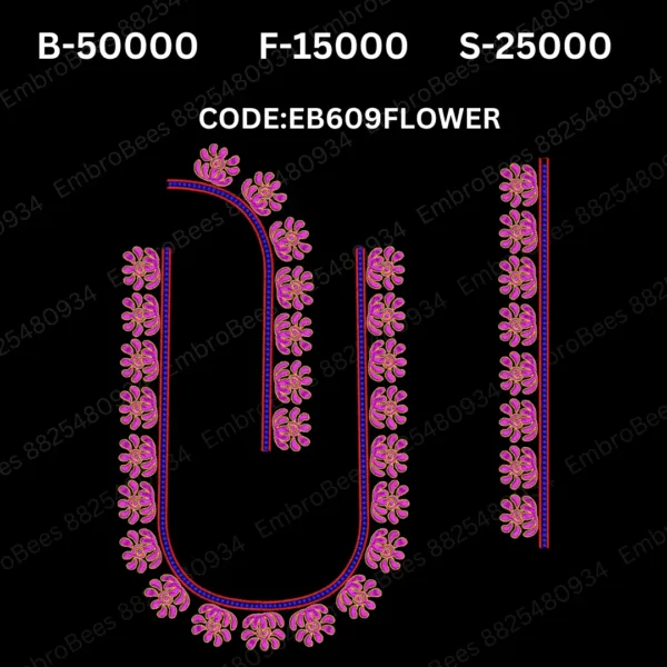 Floral Blouse Embroidery Design DST File - EB609FLOWER
