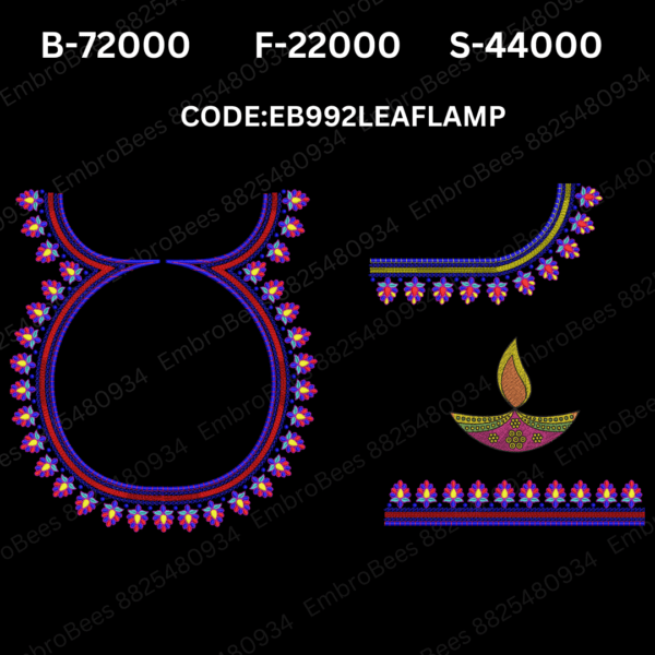 Leaf Lamp Blouse Embroidery Design DST File - EB992LEAFLAMP
