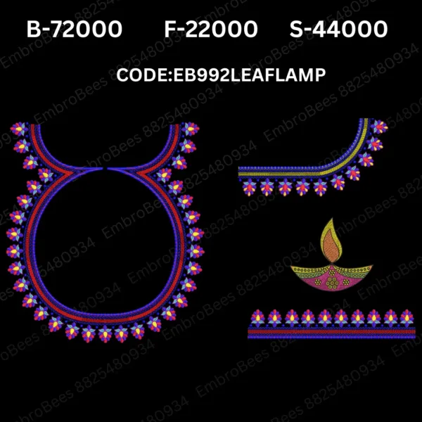 Leaf Lamp Blouse Embroidery Design DST File - EB992LEAFLAMP