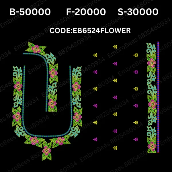 Floral Blouse Embroidery Design DST File - EB6524FLOWER
