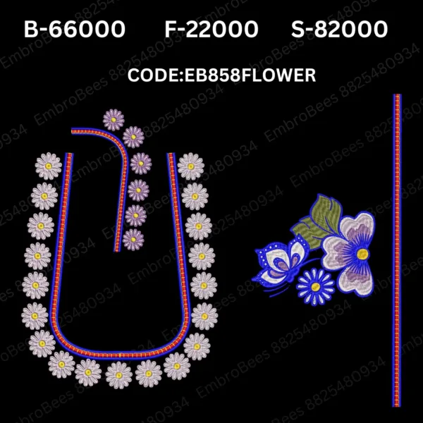Floral Blouse Embroidery Design DST File - EB858FLOWER