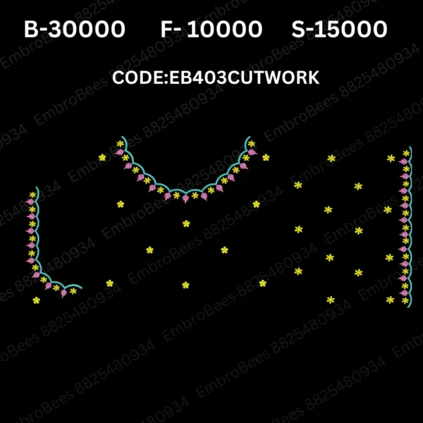Cutwork Blouse Embroidery Design DST File - EB403CUTWORK