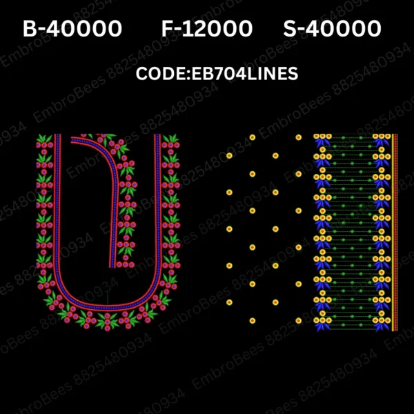 Lines Blouse Embroidery Design DST File - EB704LINES