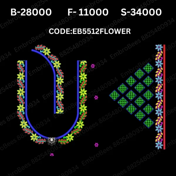 Floral Blouse Embroidery Design DST File - EB5512FLOWER