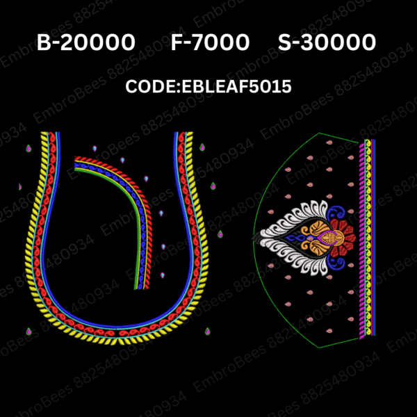 Leaf Blouse Embroidery Design DST File - EBLEAF5015