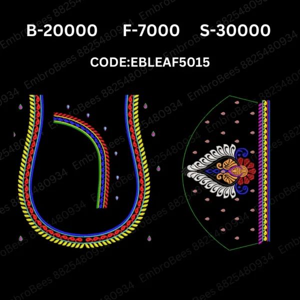 Leaf Blouse Embroidery Design DST File - EBLEAF5015