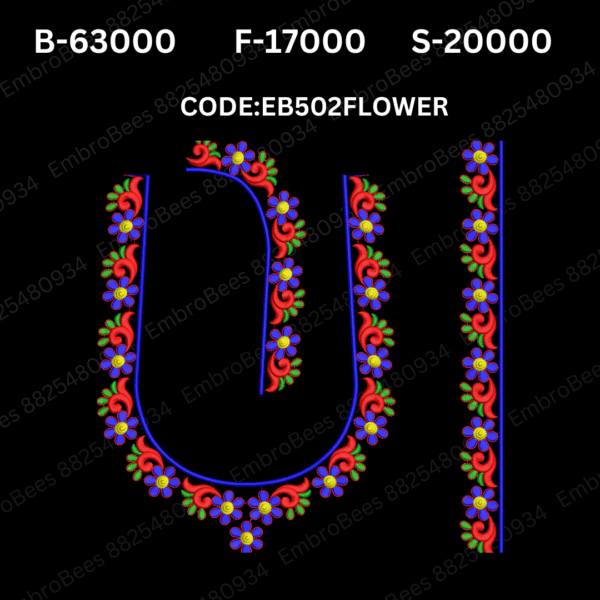 Floral Blouse Embroidery Design DST File - EB502FLOWER