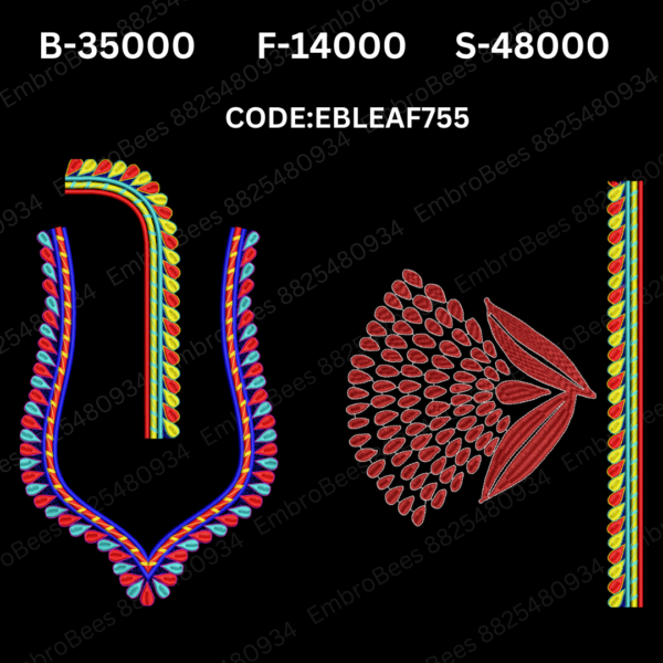 Leaf Blouse Embroidery Design DST File - EBLEAF755