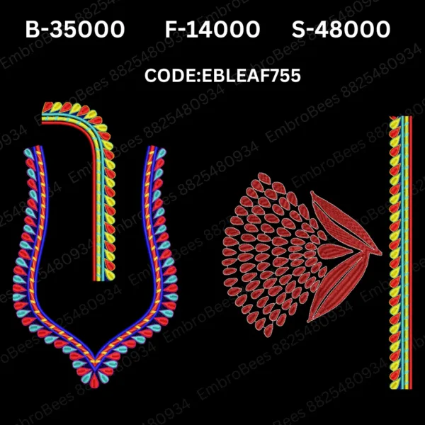 Leaf Blouse Embroidery Design DST File - EBLEAF755