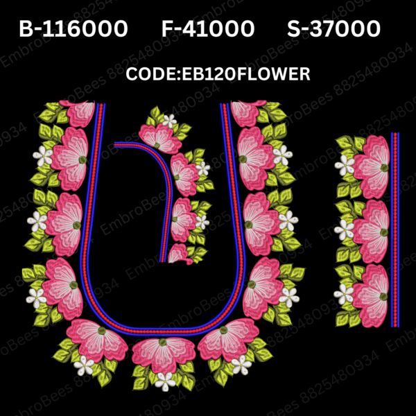 Floral Blouse Embroidery Design DST File - EB120FLOWER