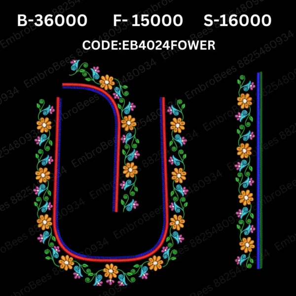 Flower Blouse Embroidery Design DST File - EB4024FOWER