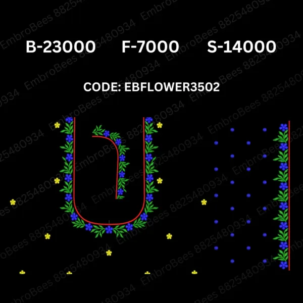 Floral Blouse Embroidery Design DST File - EBFLOWER352