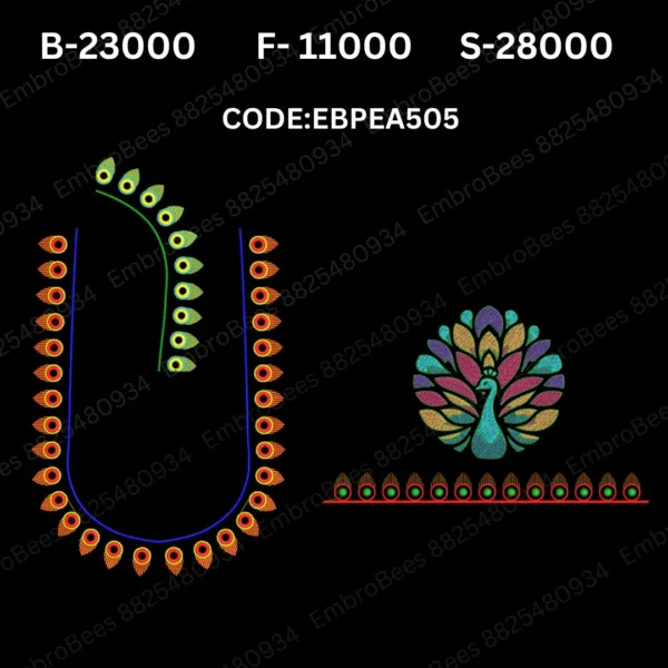 Peacock Blouse Embroidery Design DST File - EBPEA505
