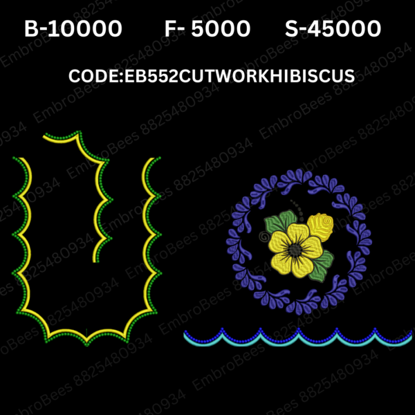 Cutwork Hibiscus Blouse Embroidery Design DST File - EB552CUTWORKHIBISCUS (FREE)
