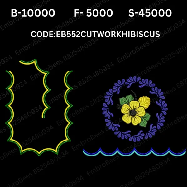 Cutwork Hibiscus Blouse Embroidery Design DST File - EB552CUTWORKHIBISCUS (FREE)