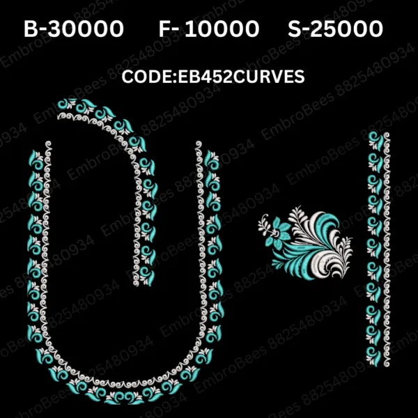 Curves Blouse Embroidery Design DST File - EB452CURVES