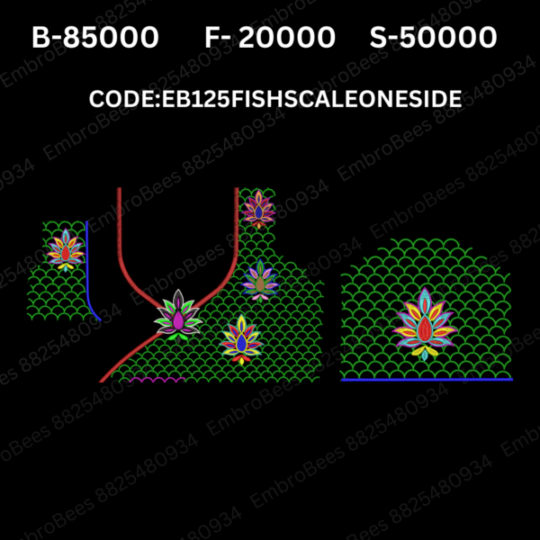 Fish Scale Oneside Blouse Embroidery Design DST File - EB125FISHSCALEONESIDE