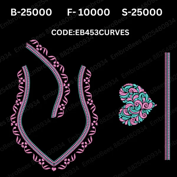 Curves Blouse Embroidery Design DST File - EB453CURVES