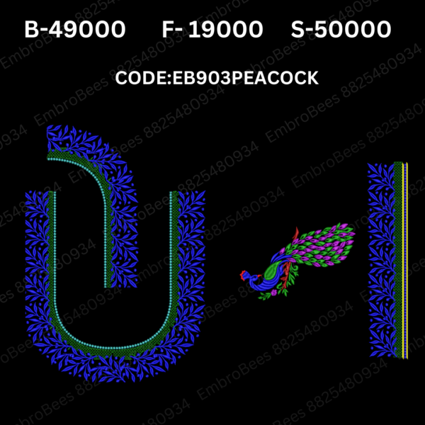 Peacock Blouse Embroidery Design DST File - EB903PEACOCK
