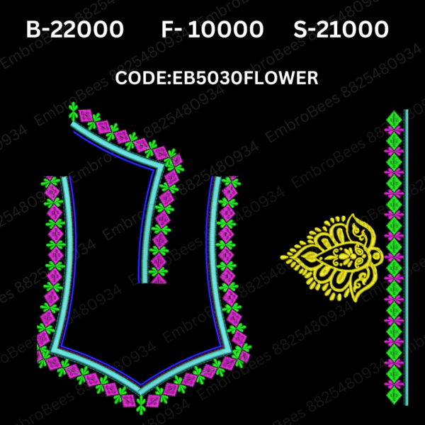 Floral Blouse Embroidery Design DST File - EB5030FLOWER