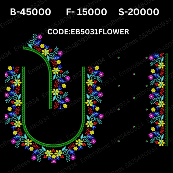 Floral Blouse Embroidery Design DST File - EB5031FLOWER